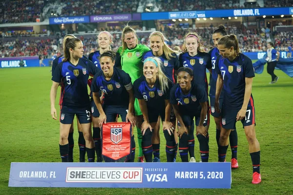 Usa Anglie Zápas Během 2020 Shebelieves Cup Stadionu Exploria Orlando — Stock fotografie