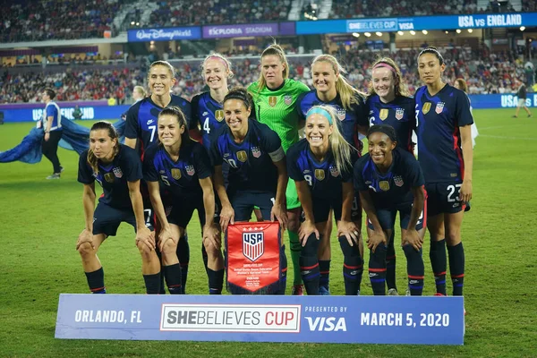 Usa Anglie Zápas Během 2020 Shebelieves Cup Stadionu Exploria Orlando — Stock fotografie