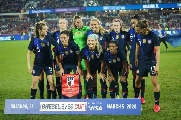 Usa Anglie Zápas Během 2020 Shebelieves Cup Stadionu Exploria Orlando — Stock fotografie