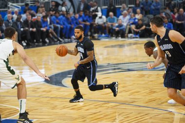 Orlando Magic, Orlando, Florida, ABD 'deki Amway Center' da Milwaukee Bucks 'a ev sahipliği yapıyor. 1 Kasım 2019.  