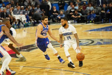 Orlando Magic, Philadelphia 76ers 'ı 13 Kasım 2019 Çarşamba günü Amway Center' da ağırlamaktadır. Fotoğraf: Marty Jean-Louis
