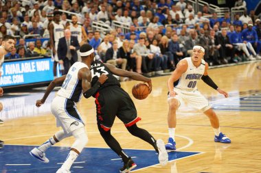 Orlando Magic 19 Nisan 2019 Cuma günü Orlando Florida 'daki Amway Arena' daki NBA Playoff 1 'de Toronto Rapçileri' ne ev sahipliği yapıyor.