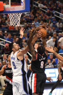 Orlando Magic 25 Ekim 2018 'de Orlando Florida' daki Amway Center 'da Portland Trail Blazers' ı sunar..