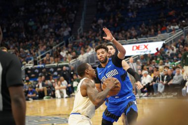 Orlando Magic, Orlando, Florida, ABD 'deki Amway Center' da Milwaukee Bucks 'a ev sahipliği yapıyor. 1 Kasım 2019.  