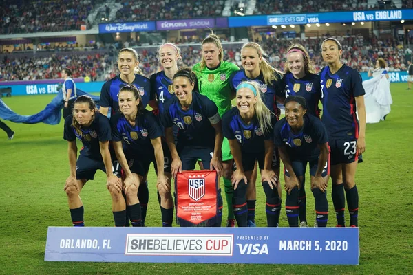 Usa Anglie Zápas Během 2020 Shebelieves Cup Stadionu Exploria Orlando — Stock fotografie