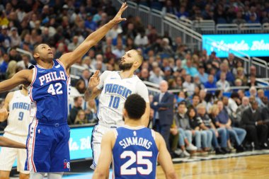 Orlando Magic 27 Aralık 2019 Cuma günü Orlando, Florida 'daki Amway Arena' da Philadelphia 76ers 'a ev sahipliği yapıyor..