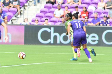 Orlando Pride 21 Temmuz 2018 'de Orlando Florida' daki Exploria Stadyumu 'nda Seattle Reign FC' ye ev sahipliği yapmaktadır. Fotoğraf: Marty Jean-Louis