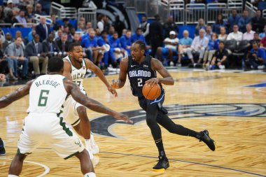 Orlando Magic, Orlando, Florida, ABD 'deki Amway Center' da Milwaukee Bucks 'a ev sahipliği yapıyor. 1 Kasım 2019.  