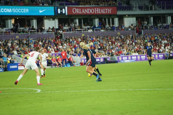 Eua Inglaterra Jogo Durante Copa Shebelieves 2020 Estádio Exploria Orlando — Fotografia de Stock