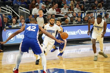 Orlando Magic, Philadelphia 76ers 'ı 13 Kasım 2019 Çarşamba günü Amway Center' da ağırlamaktadır. Fotoğraf: Marty Jean-Louis