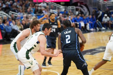 Orlando Magic, Orlando, Florida, ABD 'deki Amway Center' da Milwaukee Bucks 'a ev sahipliği yapıyor. 1 Kasım 2019.  