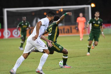 Los Angeles Galaksisi, 14 Temmuz 2020 'de Orlando Florida ABD' deki ESPN Vahşi Spor Dünyası 'nda düzenlenen MLS Sırt Turnuvası sırasında Portland Timbers ile karşı karşıya geldi.