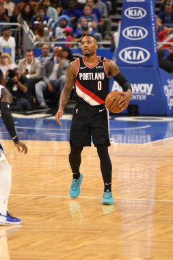 Orlando Magic 25 Ekim 2018 'de Orlando Florida' daki Amway Center 'da Portland Trail Blazers' ı sunar.. 
