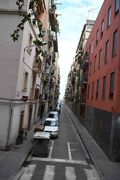 Barcelona Şehrinin Sokaklarına Bakın Binaların Dış Yüzeyi — Stok fotoğraf