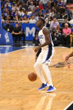 Orlando Magic 25 Ekim 2018 'de Orlando Florida' daki Amway Center 'da Portland Trail Blazers' ı sunar.. 