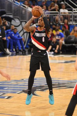 Orlando Magic 25 Ekim 2018 'de Orlando Florida' daki Amway Center 'da Portland Trail Blazers' ı sunar.. 