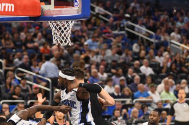 Orlando Magic 25 Ekim 2018 'de Orlando Florida' daki Amway Center 'da Portland Trail Blazers' ı sunar.. 