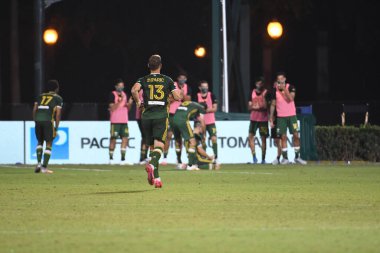 Los Angeles Galaksisi, 14 Temmuz 2020 'de Orlando Florida ABD' deki ESPN Vahşi Spor Dünyası 'nda düzenlenen MLS Sırt Turnuvası sırasında Portland Timbers ile karşı karşıya geldi.