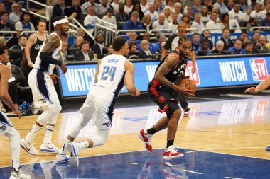 Orlando Magic 19 Nisan 2019 Cuma günü Orlando Florida 'daki Amway Arena' daki NBA Playoff 1 'de Toronto Rapçileri' ne ev sahipliği yapıyor.