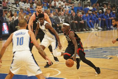 Orlando Magic 19 Nisan 2019 Cuma günü Orlando Florida 'daki Amway Arena' daki NBA Playoff 1 'de Toronto Rapçileri' ne ev sahipliği yapıyor.