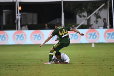 Los Angeles Galaksisi, 14 Temmuz 2020 'de Orlando Florida ABD' deki ESPN Vahşi Spor Dünyası 'nda düzenlenen MLS Sırt Turnuvası sırasında Portland Timbers ile karşı karşıya geldi.