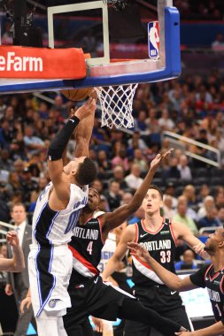 Orlando Magic 25 Ekim 2018 'de Orlando Florida' daki Amway Center 'da Portland Trail Blazers' ı sunar.. 