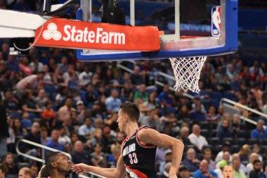 Orlando Magic 25 Ekim 2018 'de Orlando Florida' daki Amway Center 'da Portland Trail Blazers' ı sunar.. 
