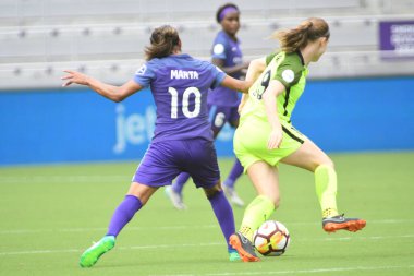 Orlando Pride 21 Temmuz 2018 'de Orlando Florida' daki Exploria Stadyumu 'nda Seattle Reign FC' ye ev sahipliği yapmaktadır. Fotoğraf: Marty Jean-Louis