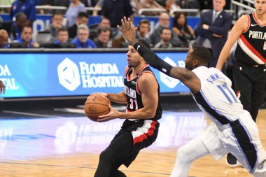 Orlando Magic 25 Ekim 2018 'de Orlando Florida' daki Amway Center 'da Portland Trail Blazers' ı sunar.. 
