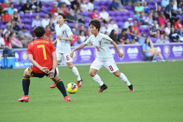 Spanyol Jepang Pertandingan Selama 2020 Shebelieves Cup Exploria Stadium Orlando — Stok Foto