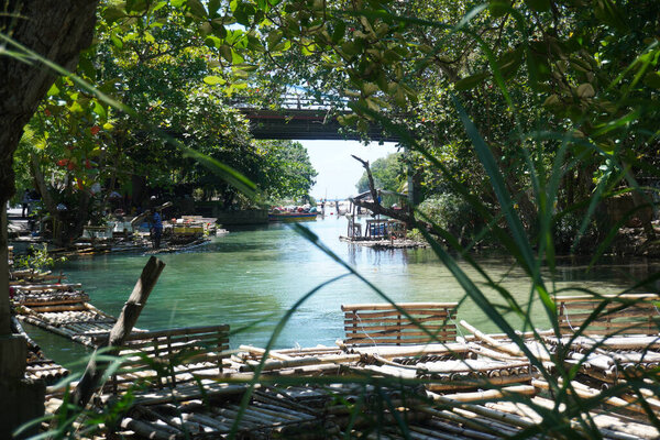 Beautiful view on the river with boats 