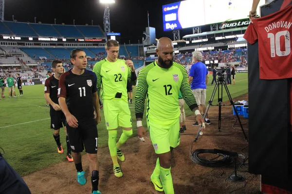 Fußballteam Gastgeber Trinidad Tobago Auf Dem Everbank Field Jacksonville Florida — Stockfoto