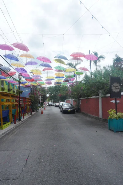 View Road Color Umbrellas — Stock Photo, Image