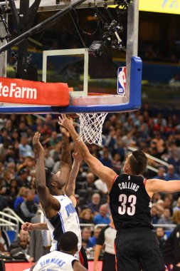 Orlando Magic 25 Ekim 2018 'de Orlando Florida' daki Amway Center 'da Portland Trail Blazers' ı sunar.. 