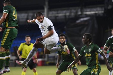 Los Angeles Galaksisi, 14 Temmuz 2020 'de Orlando Florida ABD' deki ESPN Vahşi Spor Dünyası 'nda düzenlenen MLS Sırt Turnuvası sırasında Portland Timbers ile karşı karşıya geldi..
