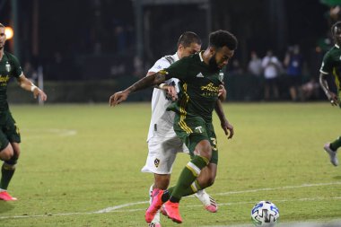 Los Angeles Galaksisi, 14 Temmuz 2020 'de Orlando Florida ABD' deki ESPN Vahşi Spor Dünyası 'nda düzenlenen MLS Sırt Turnuvası sırasında Portland Timbers ile karşı karşıya geldi.