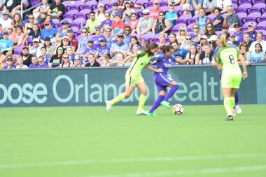 Orlando Pride 21 Temmuz 2018 'de Orlando Florida' daki Exploria Stadyumu 'nda Seattle Reign FC' ye ev sahipliği yapmaktadır. Fotoğraf: Marty Jean-Louis
