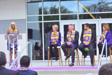 24 Şubat 2017 'de Orlando Florida' daki New Orlando City Stadyumu için kurdele kesme töreni