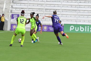 Orlando Pride 21 Temmuz 2018 'de Orlando Florida' daki Exploria Stadyumu 'nda Seattle Reign FC' ye ev sahipliği yapmaktadır. Fotoğraf: Marty Jean-Louis