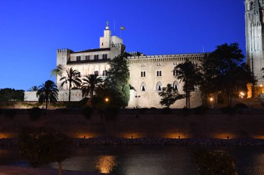 Palma De Mallorca İspanya 'daki Palma Kilisesi' nin gece manzarası