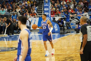 Orlando Magic 27 Aralık 2019 Cuma günü Orlando, Florida 'daki Amway Arena' da Philadelphia 76ers 'a ev sahipliği yapıyor..