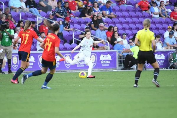 Spain Japan Match 2020 Shebelieves Cup Exploria Stadium Orlando Florida — стокове фото