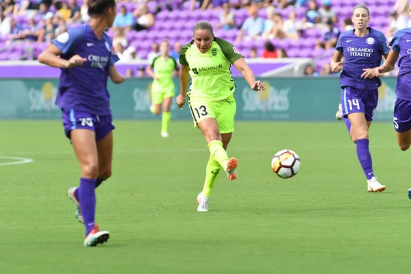 Orlando Pride 21 Temmuz 2018 'de Orlando Florida' daki Exploria Stadyumu 'nda Seattle Reign FC' ye ev sahipliği yapmaktadır. Fotoğraf: Marty Jean-Louis