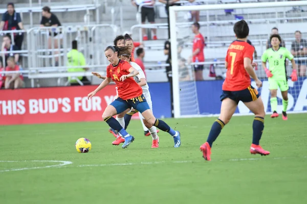 España Japón Durante Copa Shebelieves 2020 Estadio Exploria Orlando Florida — Foto de Stock