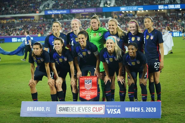 Usa Anglie Zápas Během 2020 Shebelieves Cup Stadionu Exploria Orlando — Stock fotografie