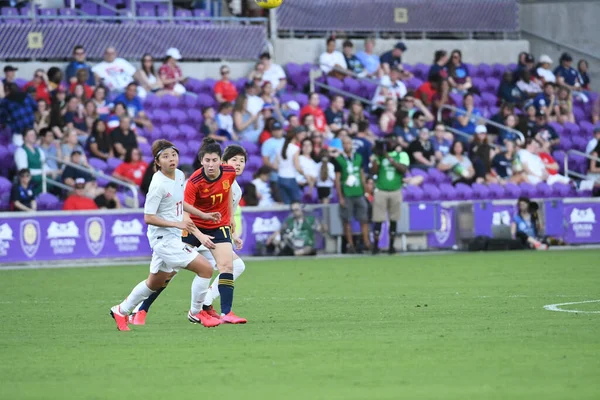 Španělsko Japonsko Zápas Během 2020 Shebelieves Cup Stadionu Exploria Orlando — Stock fotografie