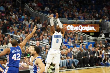 Orlando Magic 27 Aralık 2019 Cuma günü Orlando, Florida 'daki Amway Arena' da Philadelphia 76ers 'a ev sahipliği yapıyor..