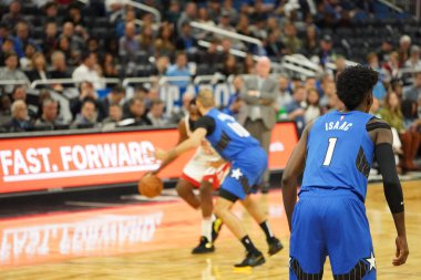 Orlando Magic, 13 Aralık 2019 Cuma günü Orlando, Florida 'daki Amway Center' da Houston Rockets 'a ev sahipliği yapıyor..