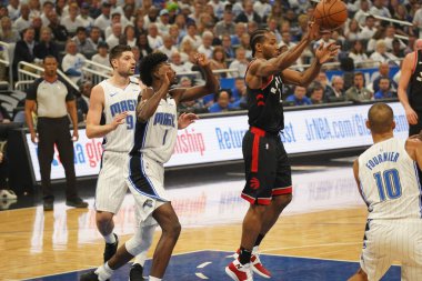 Orlando Magic 19 Nisan 2019 Cuma günü Orlando Florida 'daki Amway Arena' daki NBA Playoff 1 'de Toronto Rapçileri' ne ev sahipliği yapıyor.