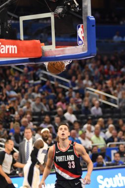 Orlando Magic 25 Ekim 2018 'de Orlando Florida' daki Amway Center 'da Portland Trail Blazers' ı sunar.. 